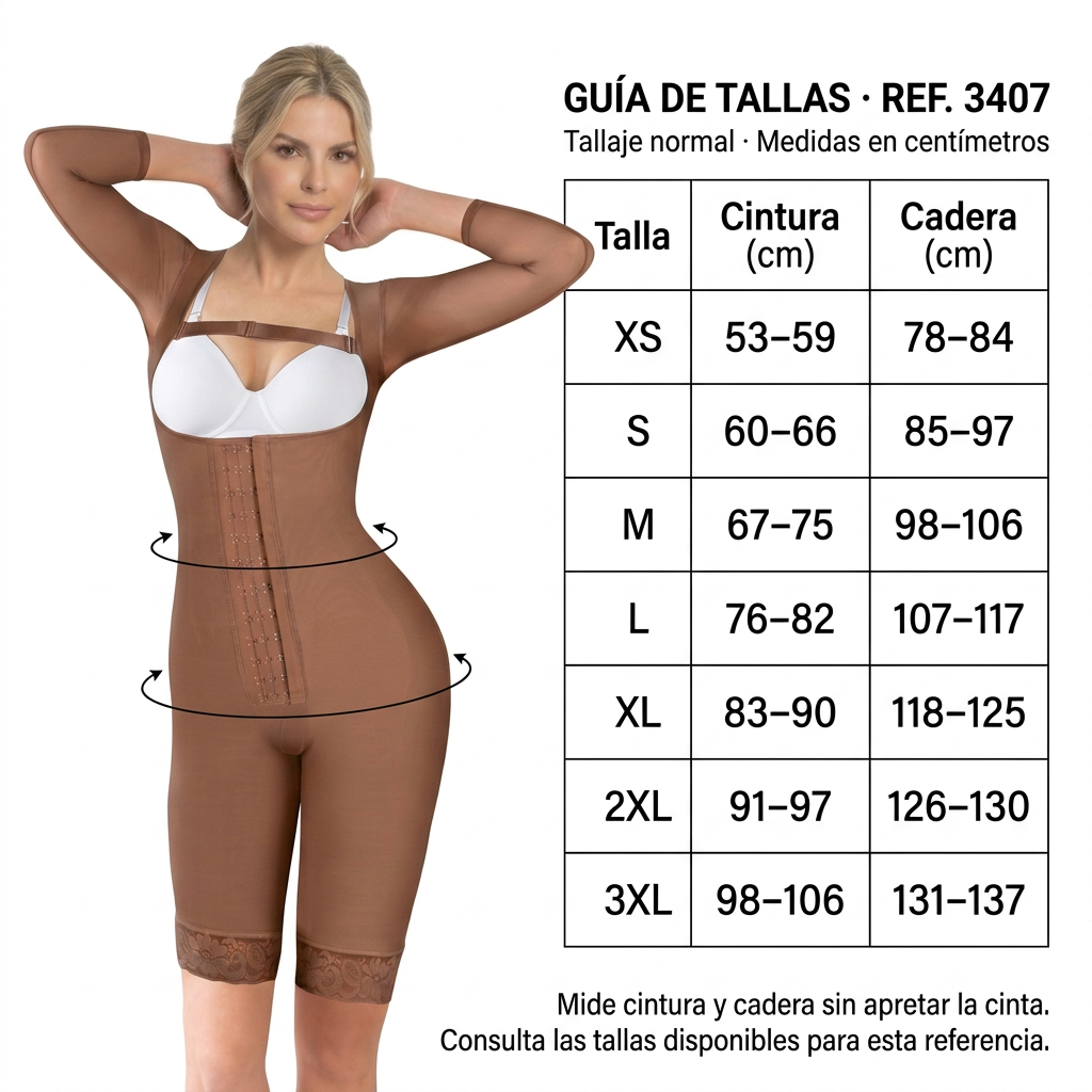 Guía de tallas normal de la referencia 3407
