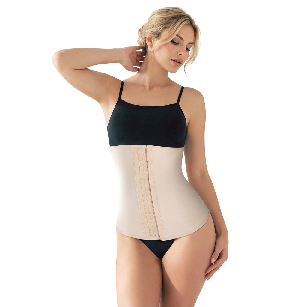 Cinturilla beige strapless C-3089 vista frontal con avatar TUFIT