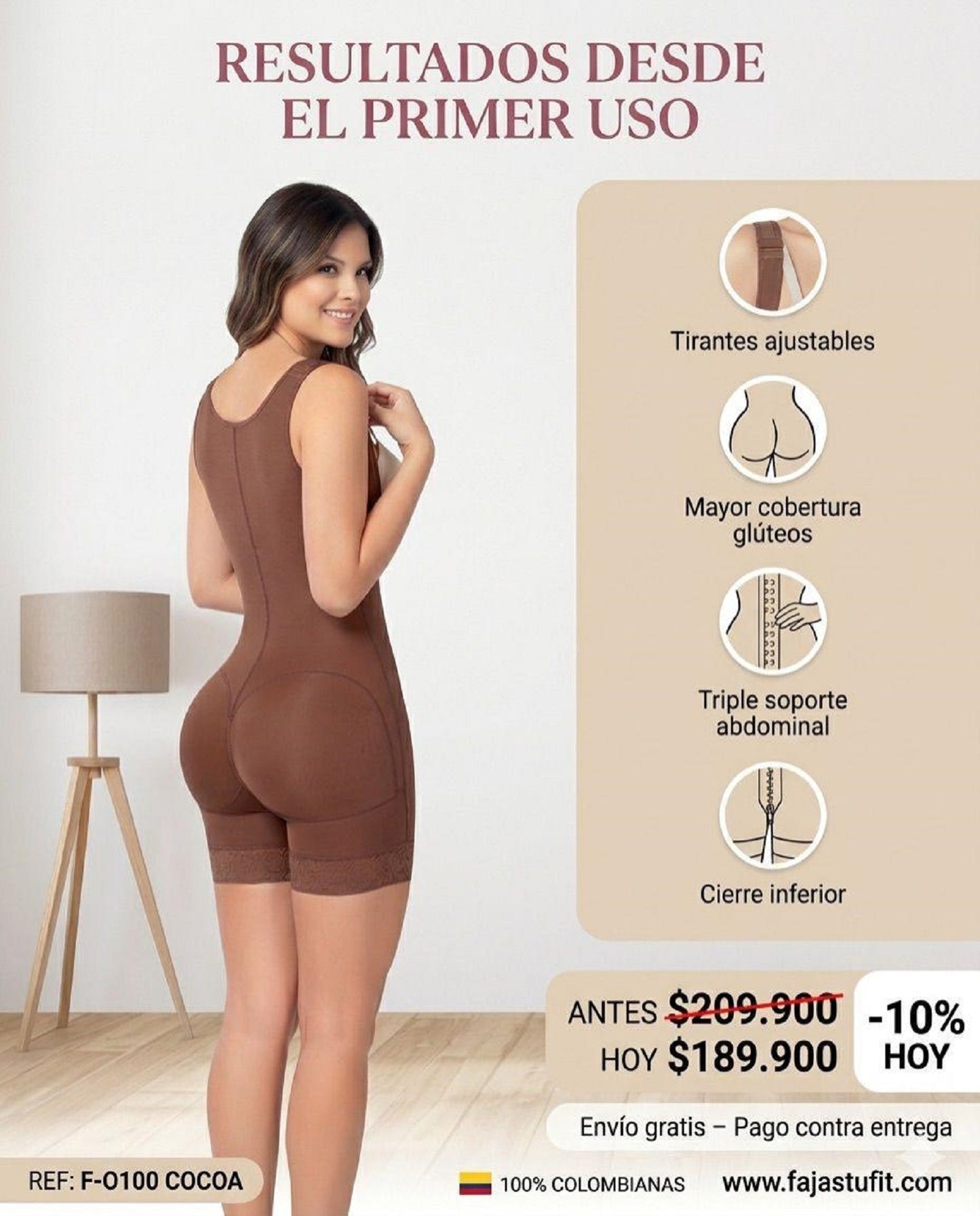 Faja con Soporte Abdominal y Glúteo - Espalda Alta